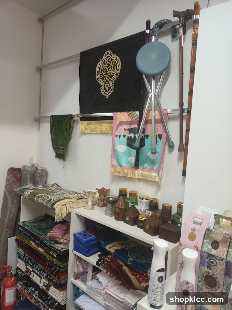 Interior of a shop with religious and household items