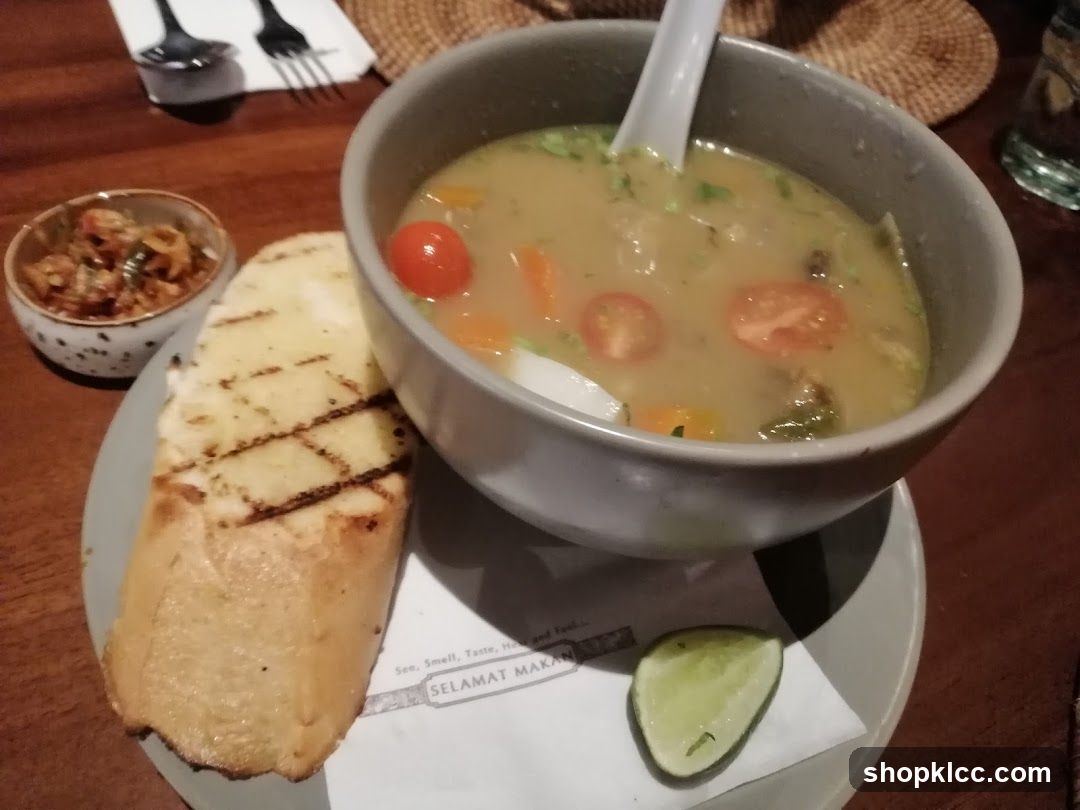 Soup with Bread and Condiments