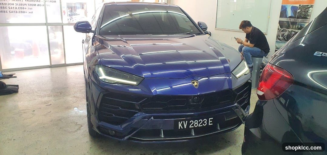 Lamborghini Urus in a garage