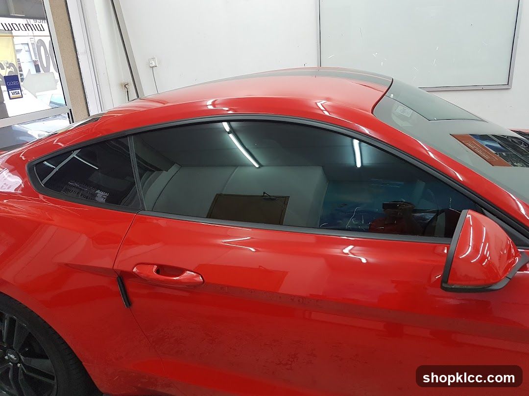 Red car interior view
