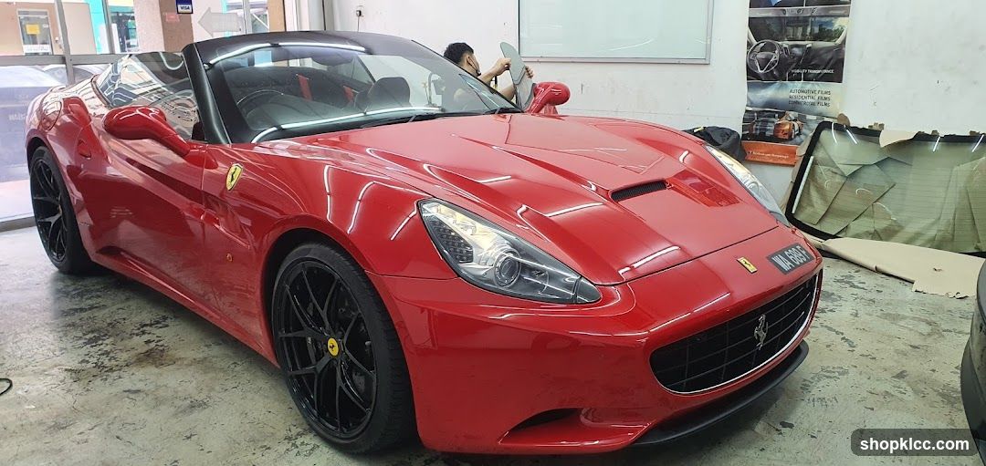 Red Ferrari California in Workshop