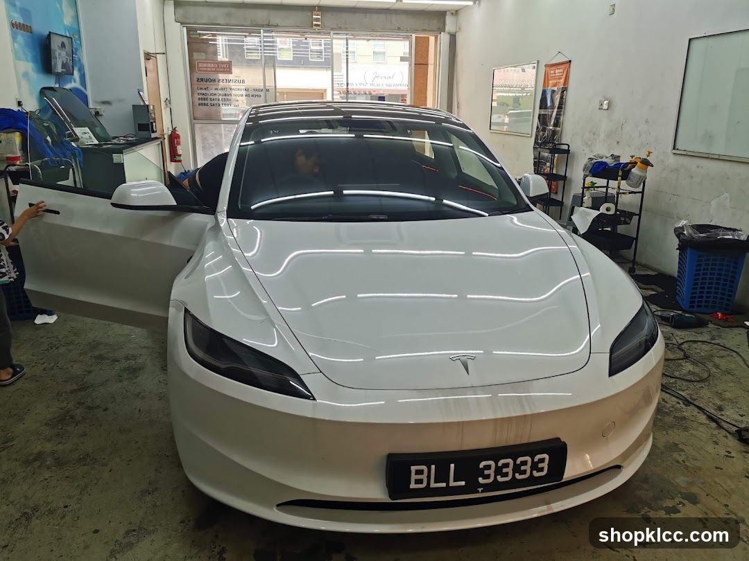 Tesla Model Y in Workshop