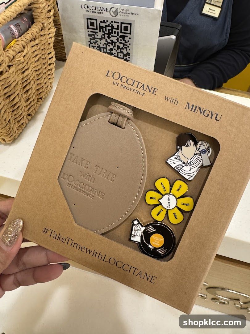 L'Occitane gift set with pins and mirror