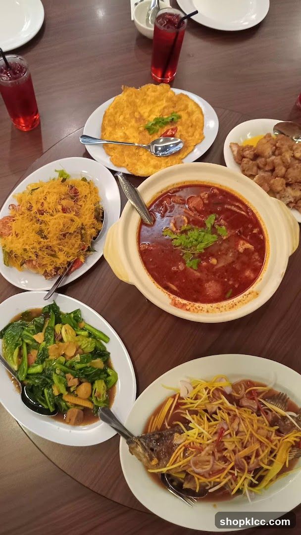 Table with various dishes and drinks