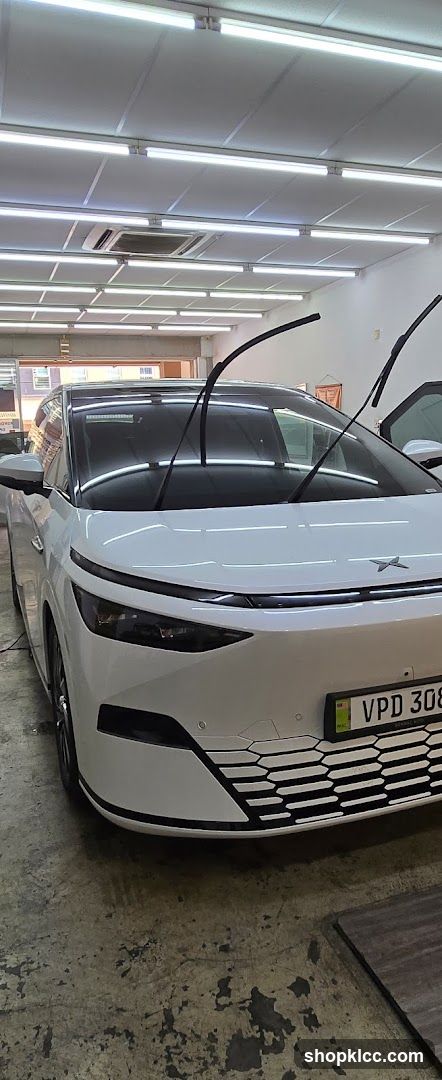 White car in garage