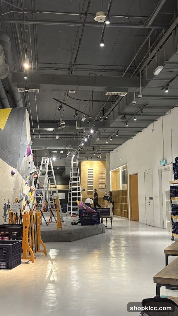 Indoor climbing gym interior