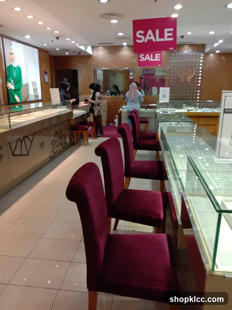 Jewelry Store Interior with Sale Signs