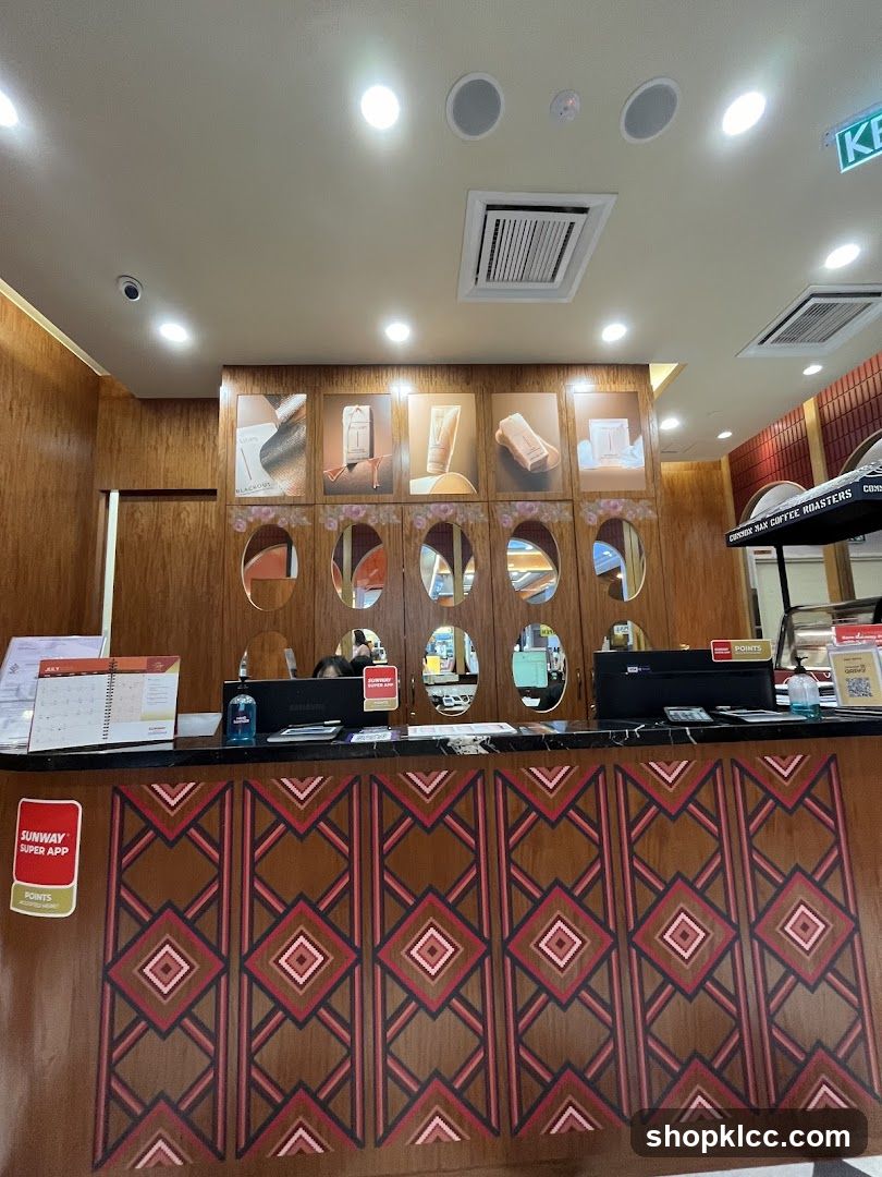Counter with decorative panels and product displays