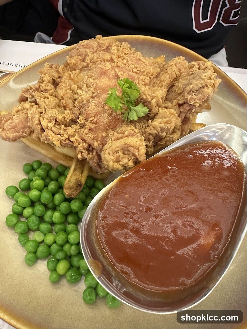 Fried Chicken with Peas and Fries