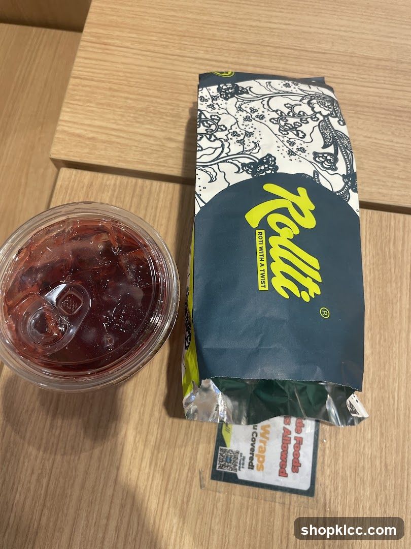 Roti Wrap and Drink
