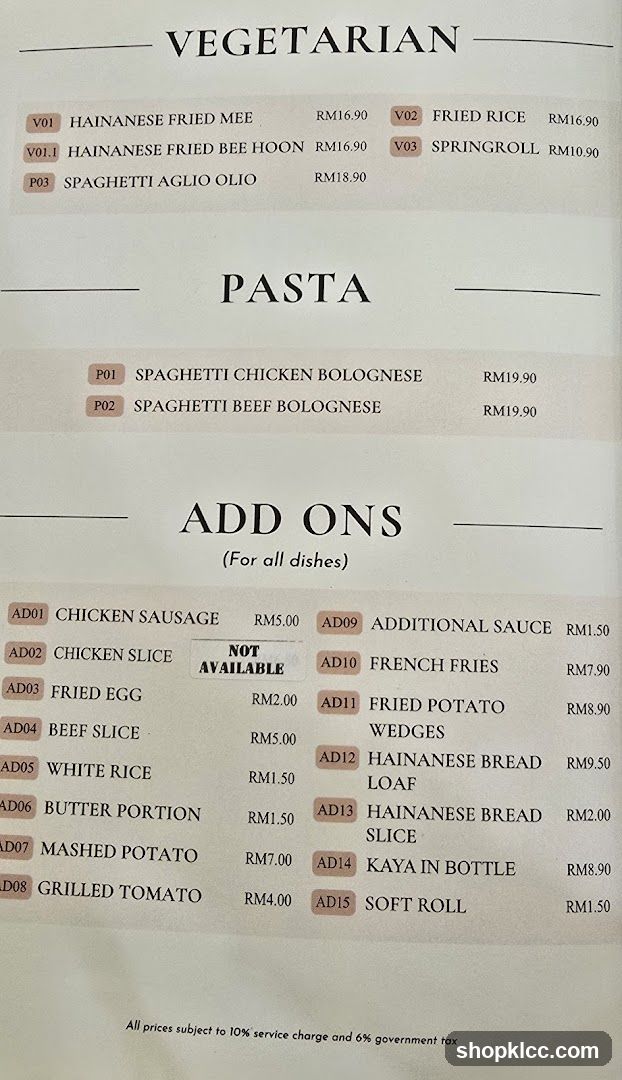 Vegetarian Menu