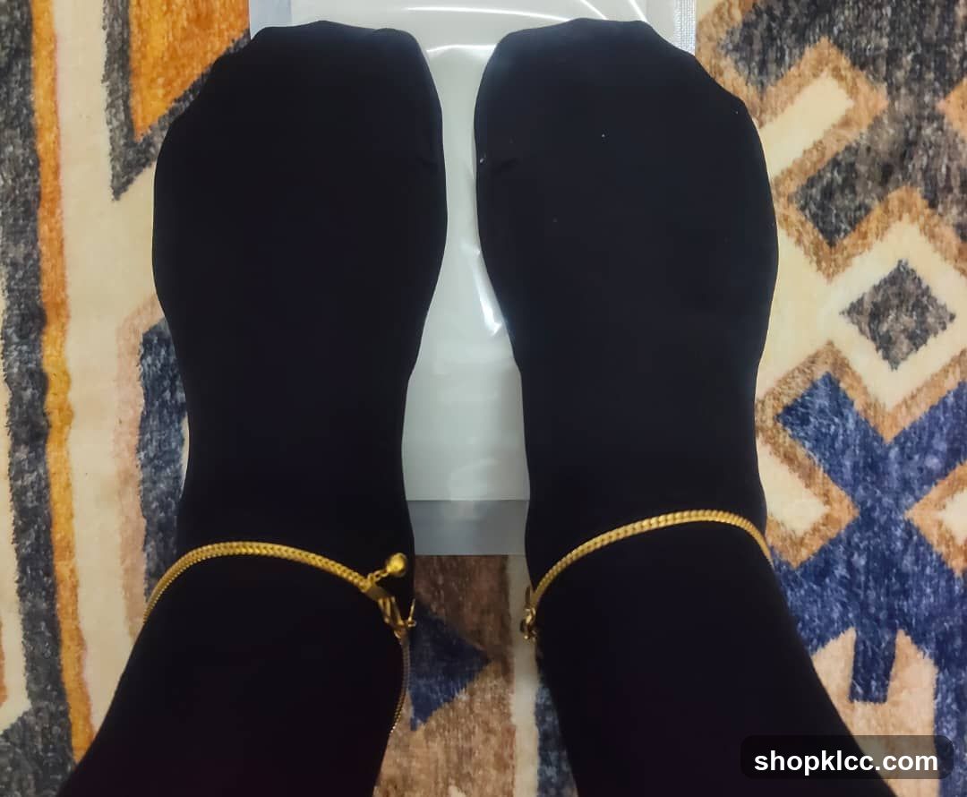 Black Stockings with Gold Anklets