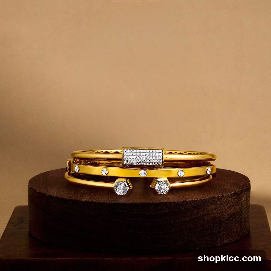Gold Bangles with Diamonds
