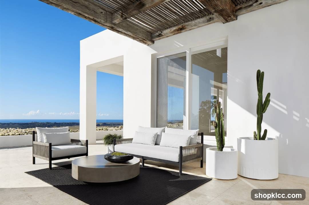 Modern Outdoor Patio with Ocean View
