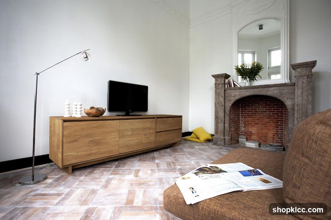 Living Room with Fireplace and Media Console