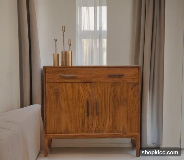 Wooden Cabinet with Candlesticks