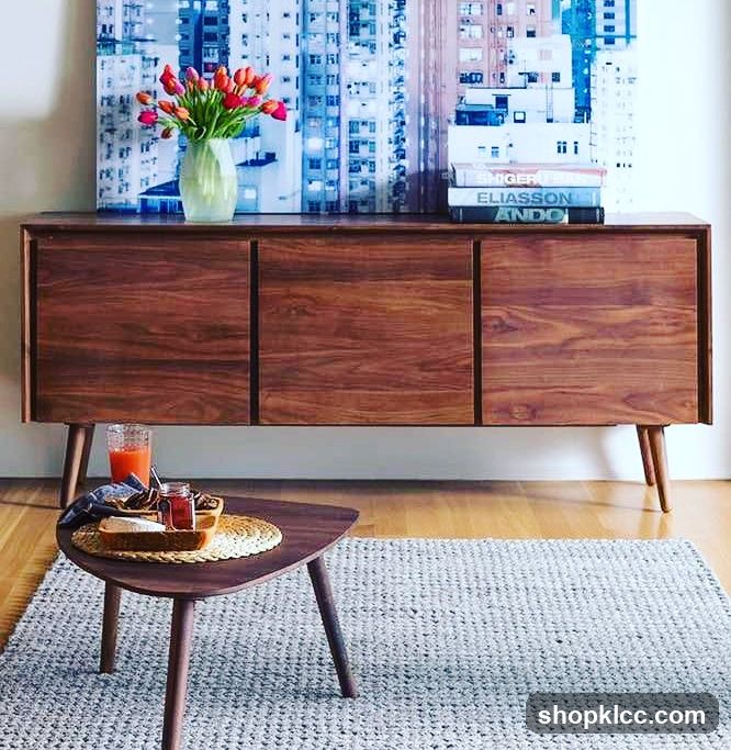 Mid-century modern credenza with decor