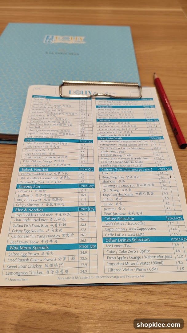 DOLLY Dim Sum Menu