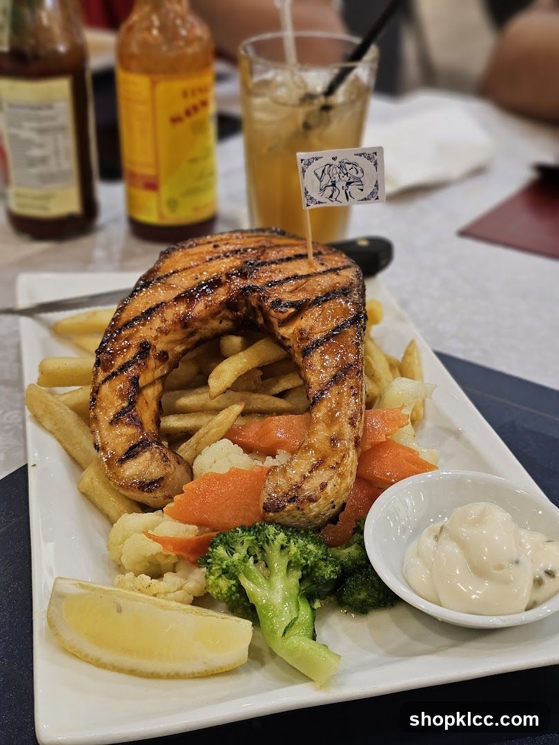 Grilled Salmon with Fries and Vegetables