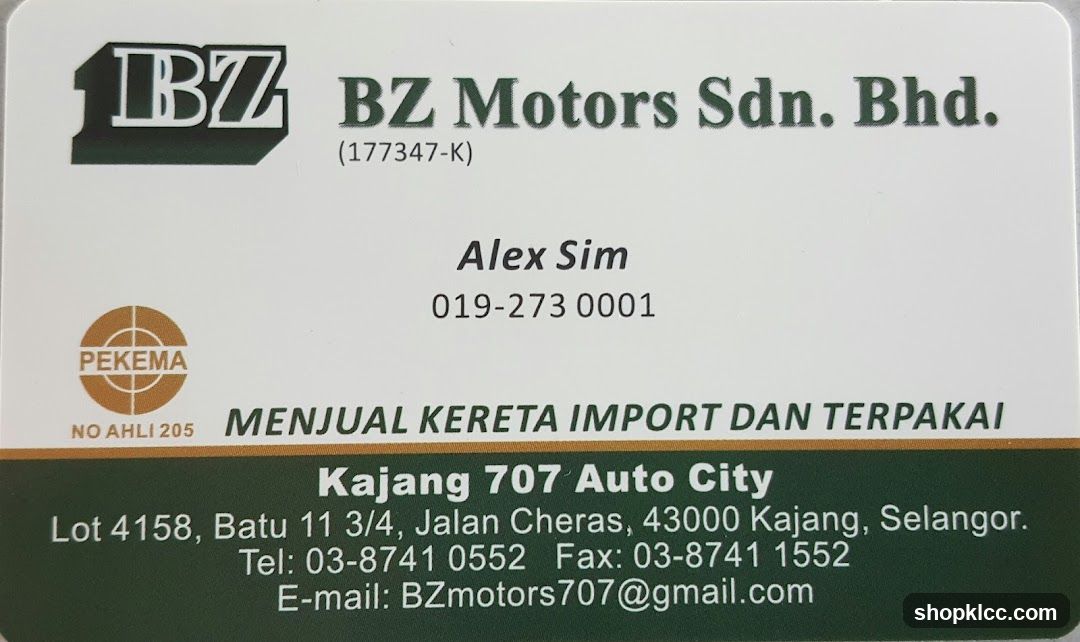 BZ Motors Sdn. Bhd. Business Card