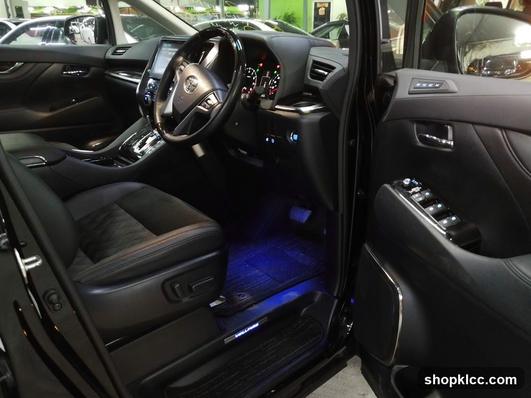 Car Interior with Blue Ambient Lighting