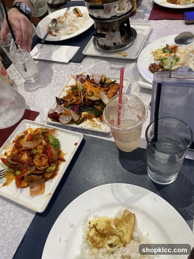 Table with food and drinks