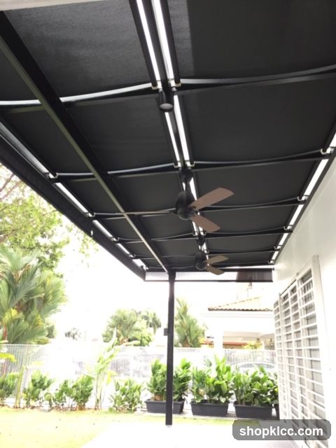 Outdoor Carport with Ceiling Fan