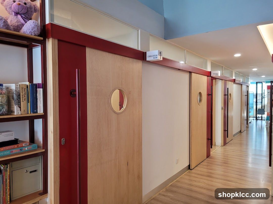 Interior Hallway with Bookshelves and Doors