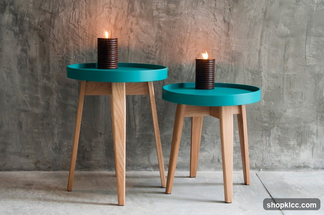 Teal Side Tables with Candles