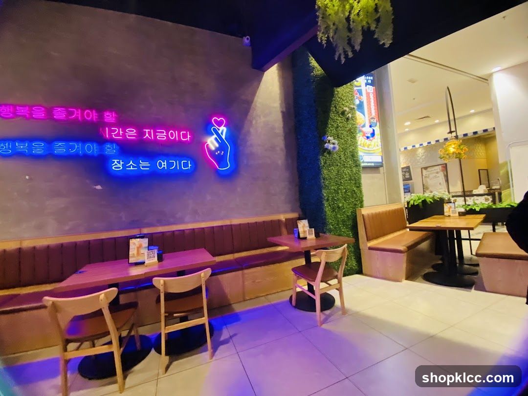 Restaurant Interior with Neon Signage