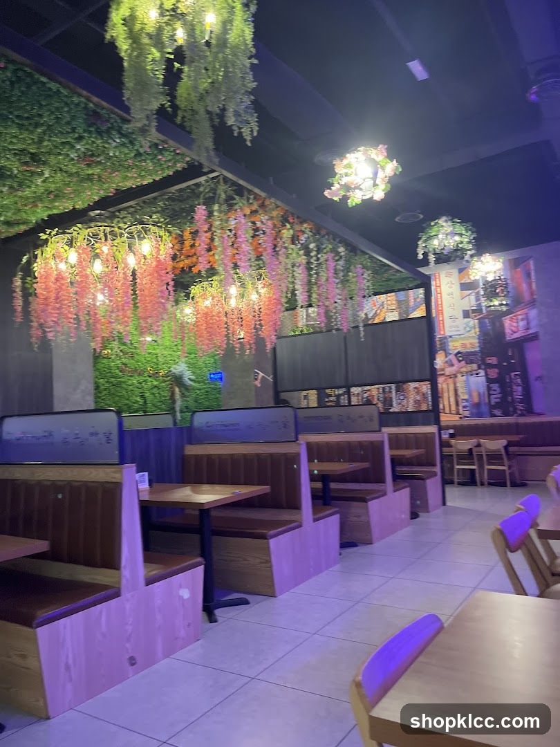 Restaurant Interior with Floral Decor