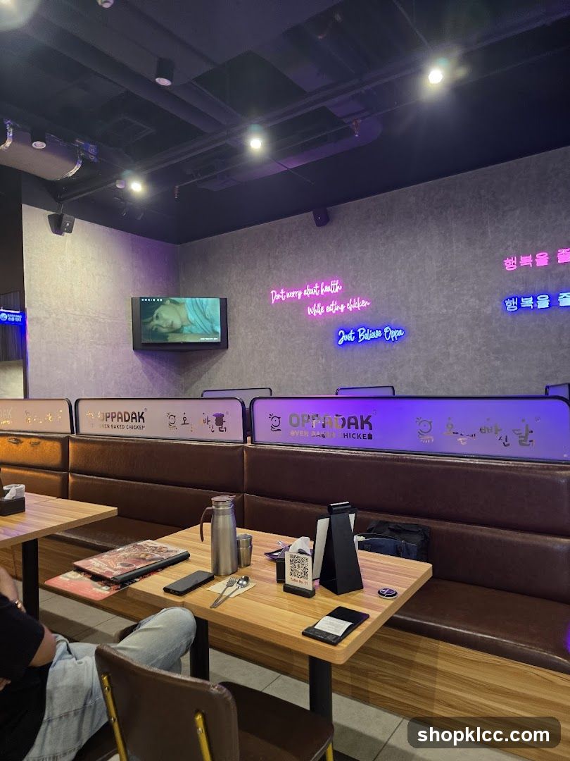 Restaurant Interior with Neon Signs