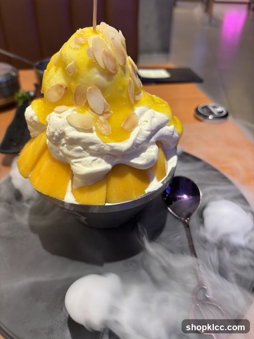Mango shaved ice dessert