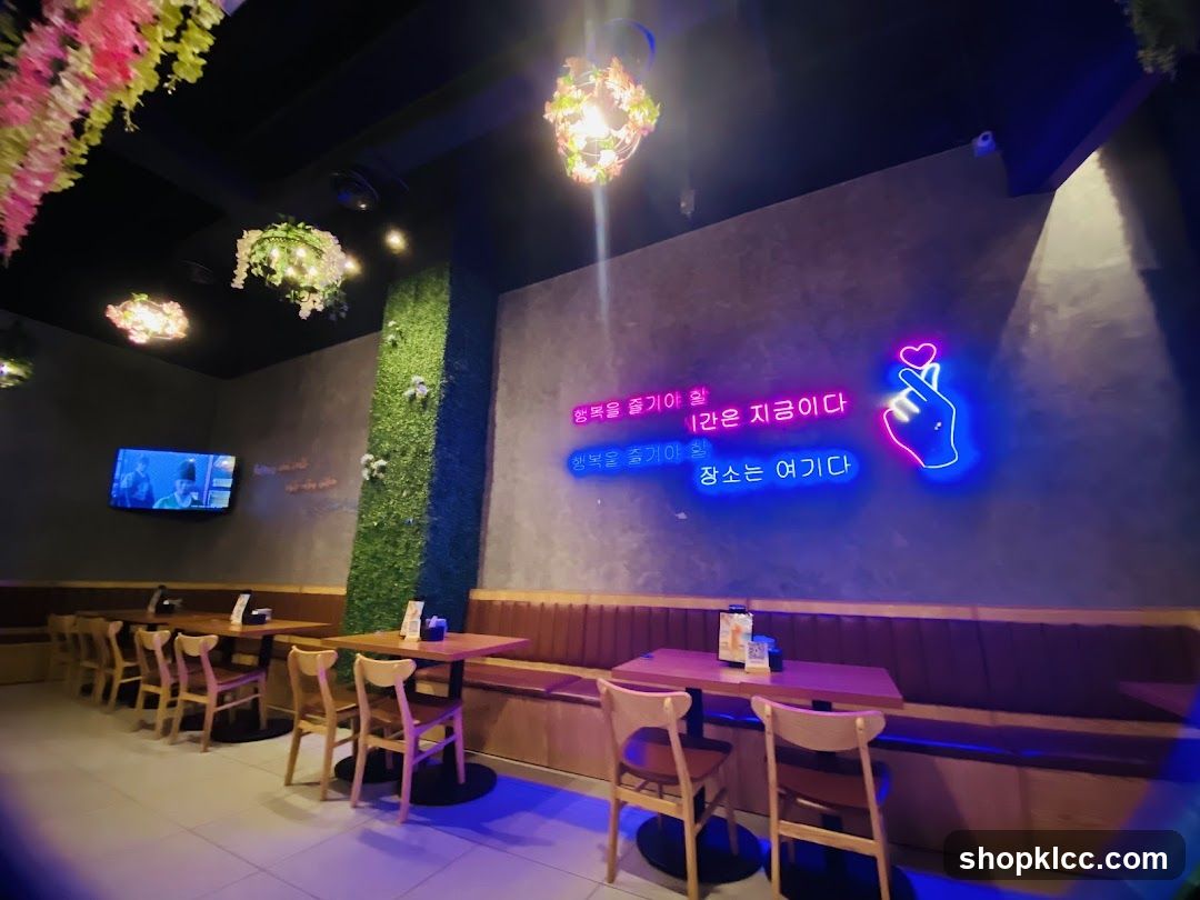 Restaurant Interior with Neon Sign