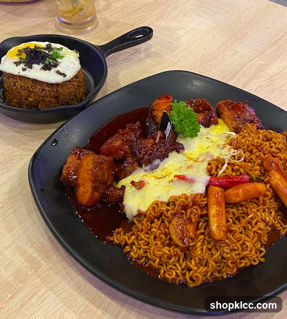 Spicy Korean Noodles with Fried Rice