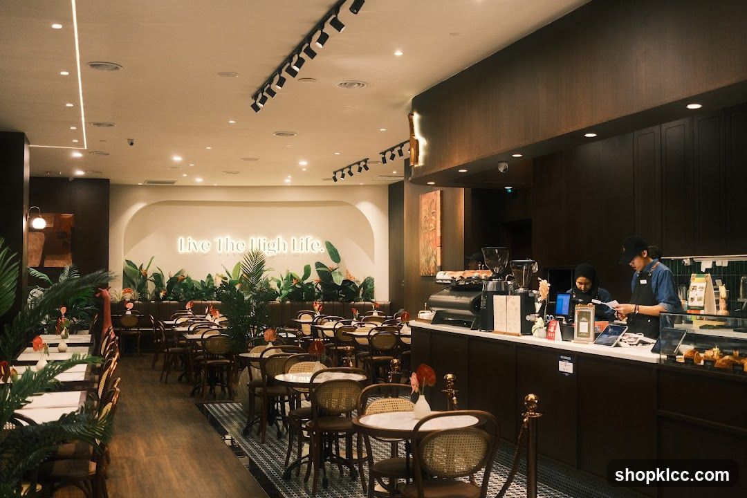 Cafe Interior with Neon Sign