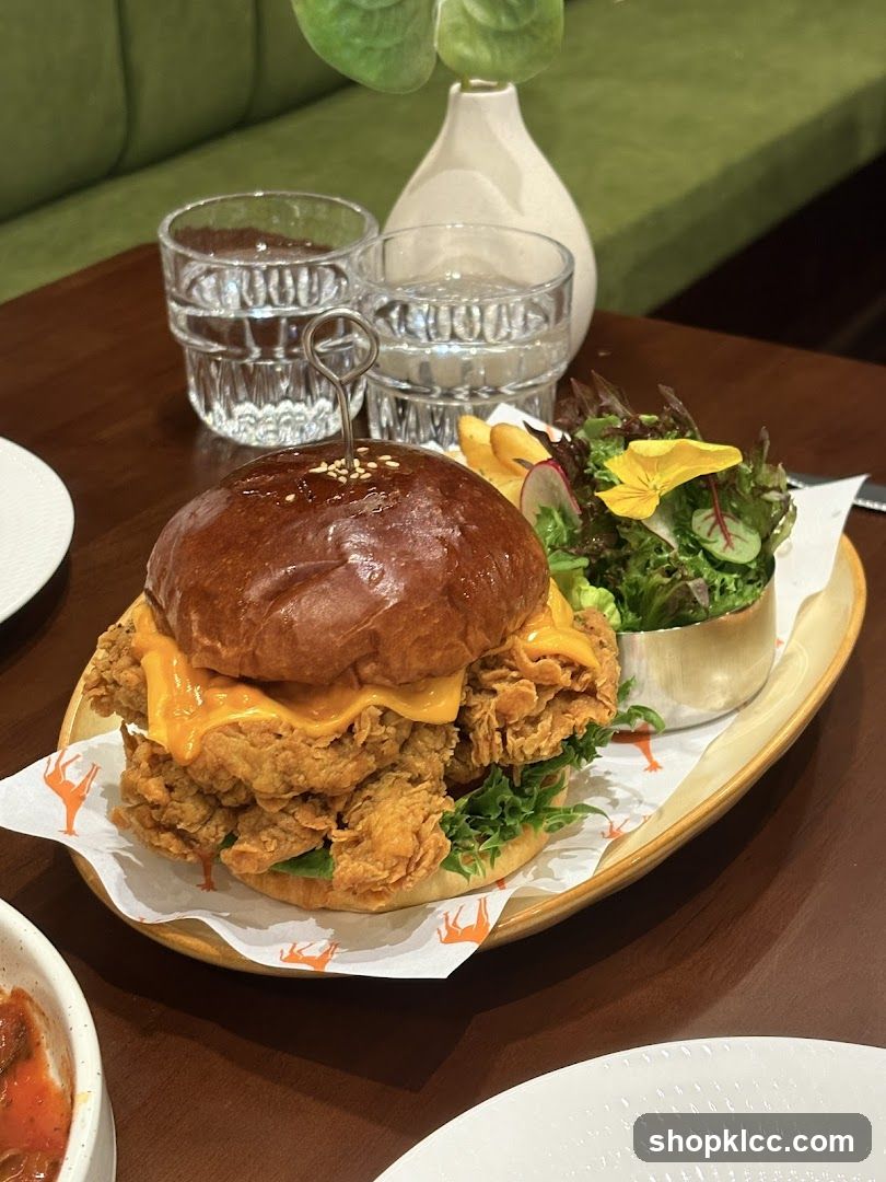 Crispy Chicken Burger with Salad