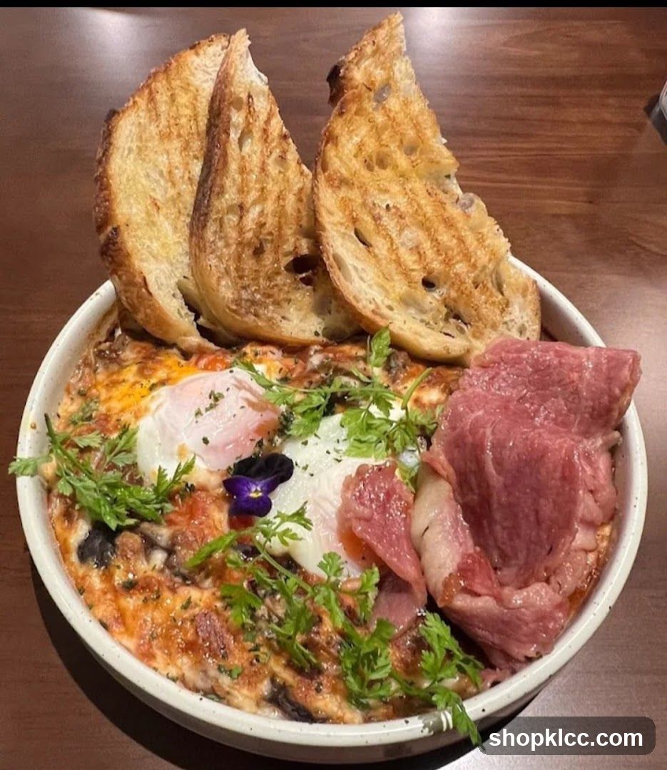 Baked Eggs with Bacon and Toast