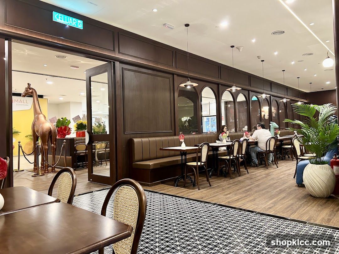 Restaurant Interior with Giraffe Sculpture