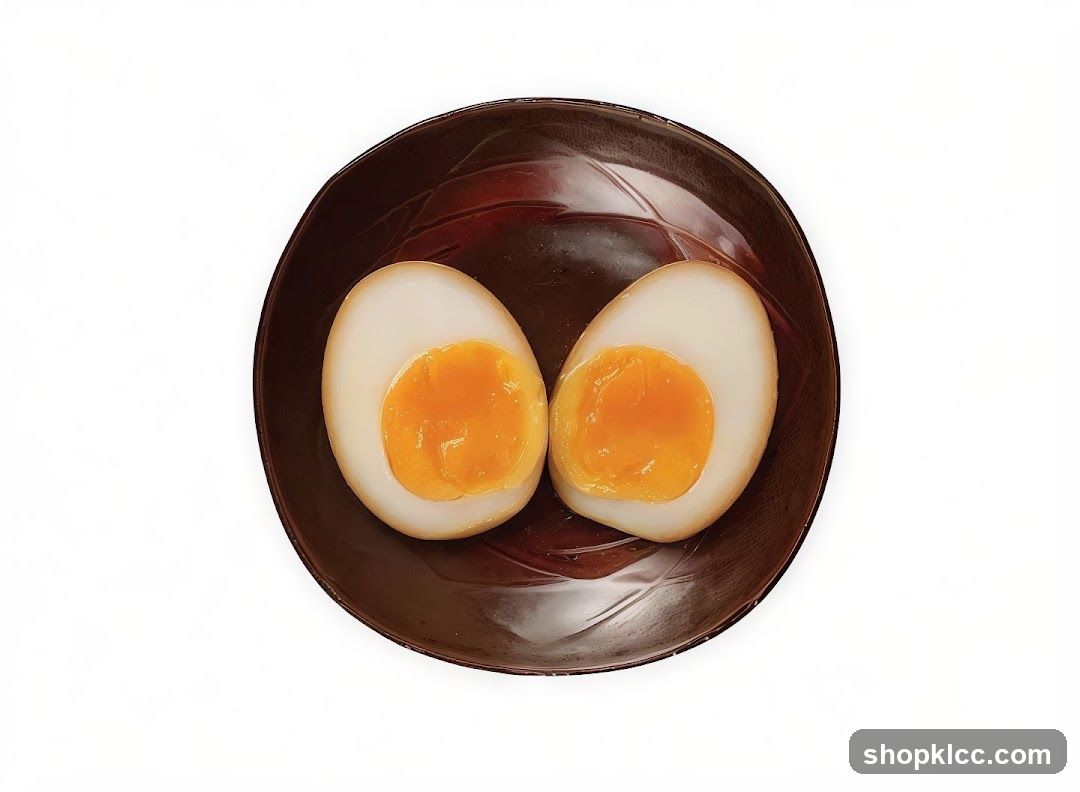 Two Halved Ramen Eggs