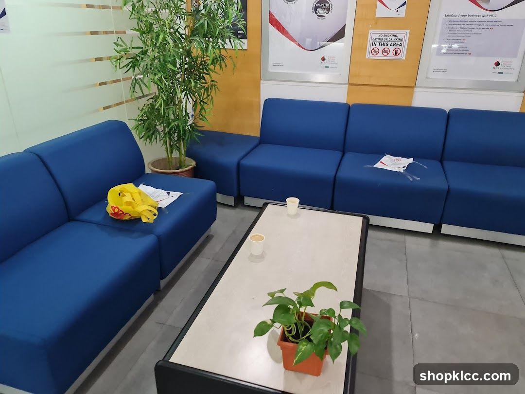 Waiting Area with Blue Couches