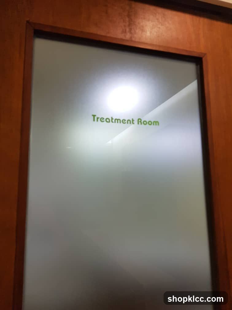 Frosted Glass Door with "Treatment Room" Label
