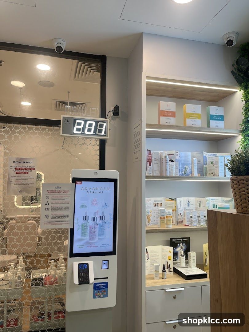 Beauty Store Interior with Self-Checkout Kiosk