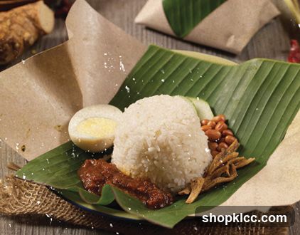 Nasi Lemak on Banana Leaf