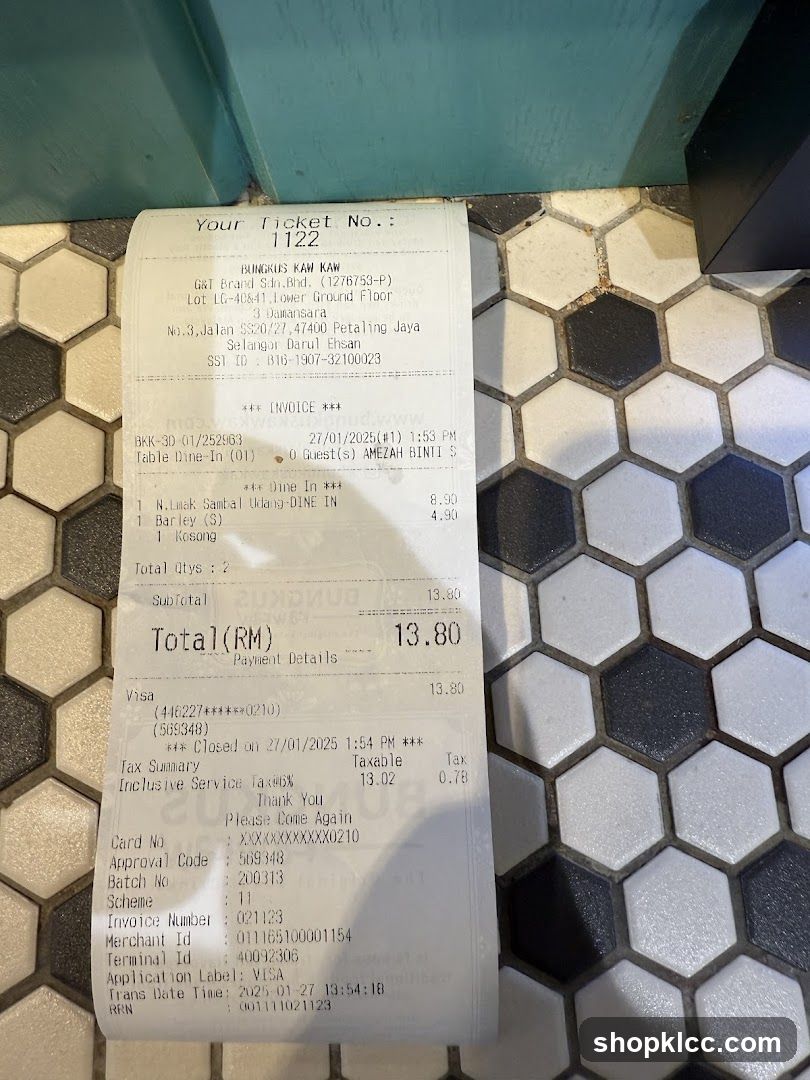 Receipt on Tiled Floor