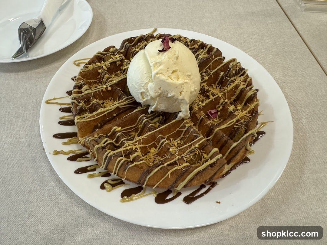 Waffle with Ice Cream and Drizzle