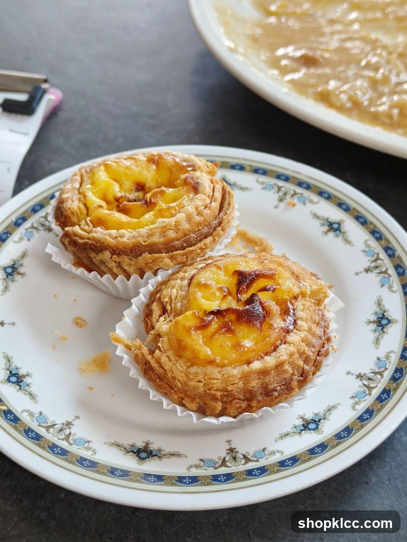 Egg Tart Pastries on a Decorative Plate