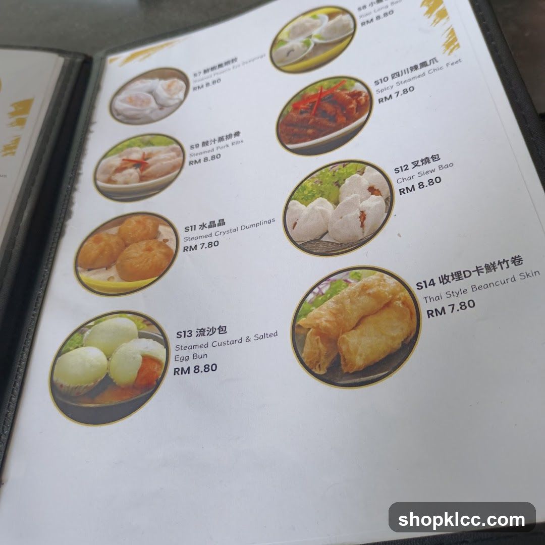 Dumpling and Dim Sum Menu Page