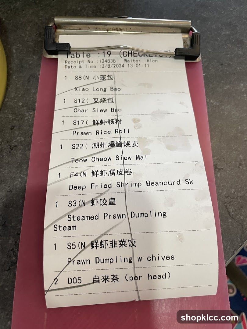 Receipt on Clipboard