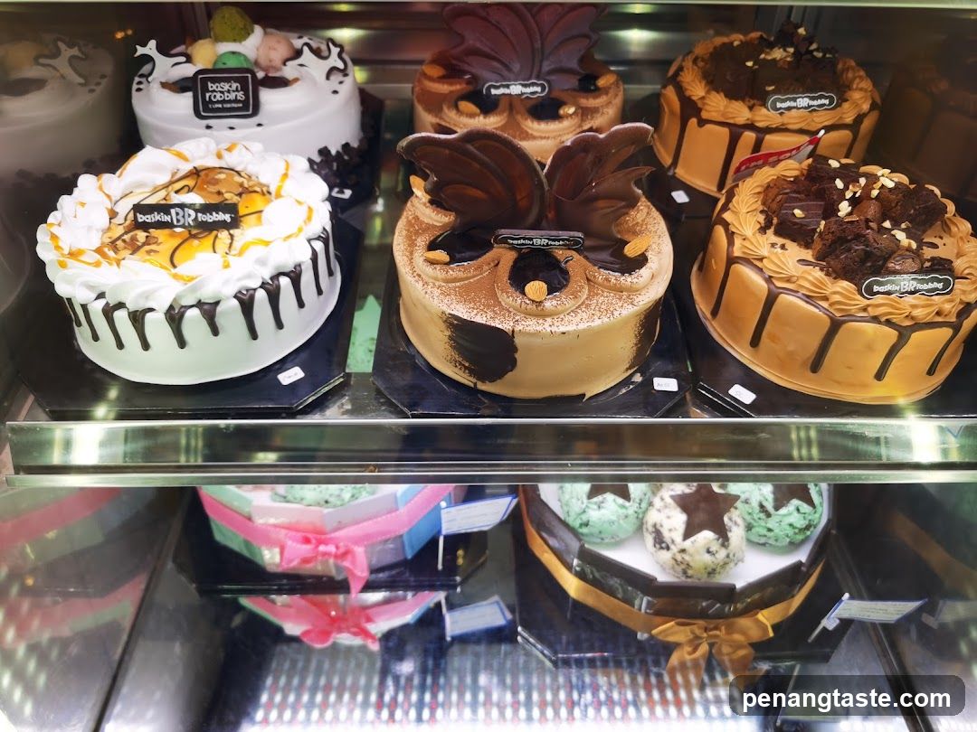Assortment of Cakes in a Display Case